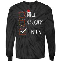 Nice Naughty Genius Christmas List Santa Claus Funny Xmas Tie-Dye Long Sleeve Shirt