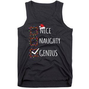 Nice Naughty Genius Christmas List Santa Claus Funny Xmas Tank Top