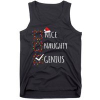 Nice Naughty Genius Christmas List Santa Claus Funny Xmas Tank Top