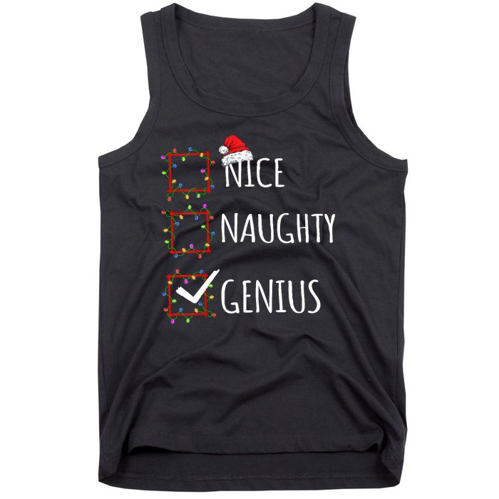 Nice Naughty Genius Christmas List Santa Claus Funny Xmas Tank Top