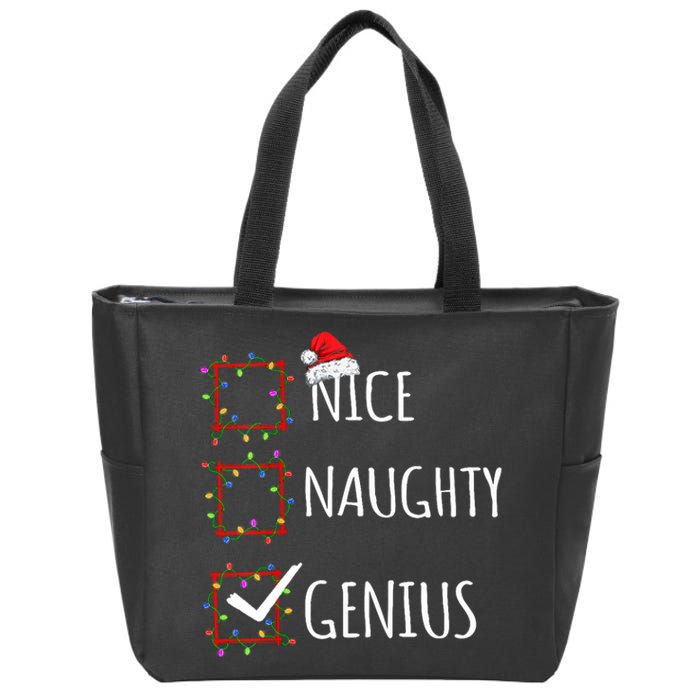 Nice Naughty Genius Christmas List Santa Claus Funny Xmas Zip Tote Bag