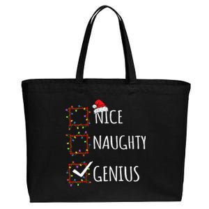 Nice Naughty Genius Christmas List Santa Claus Funny Xmas Cotton Canvas Jumbo Tote