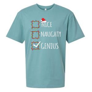 Nice Naughty Genius Christmas List Santa Claus Funny Xmas Sueded Cloud Jersey T-Shirt