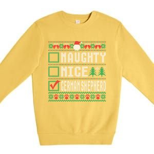 Naughty Nice Ger Shepherd Christmas List Dogs Xmas Gift Premium Crewneck Sweatshirt