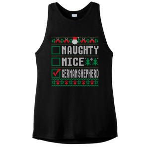 Naughty Nice Ger Shepherd Christmas List Dogs Xmas Gift Ladies PosiCharge Tri-Blend Wicking Tank