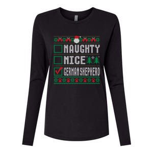 Naughty Nice Ger Shepherd Christmas List Dogs Xmas Gift Womens Cotton Relaxed Long Sleeve T-Shirt