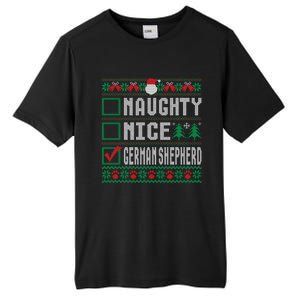 Naughty Nice Ger Shepherd Christmas List Dogs Xmas Gift Tall Fusion ChromaSoft Performance T-Shirt