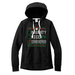 Naughty Nice Ger Shepherd Christmas List Dogs Xmas Gift Women's Fleece Hoodie