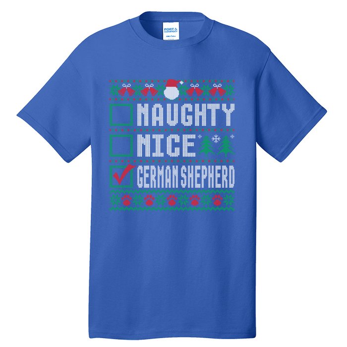 Naughty Nice Ger Shepherd Christmas List Dogs Xmas Gift Tall T-Shirt