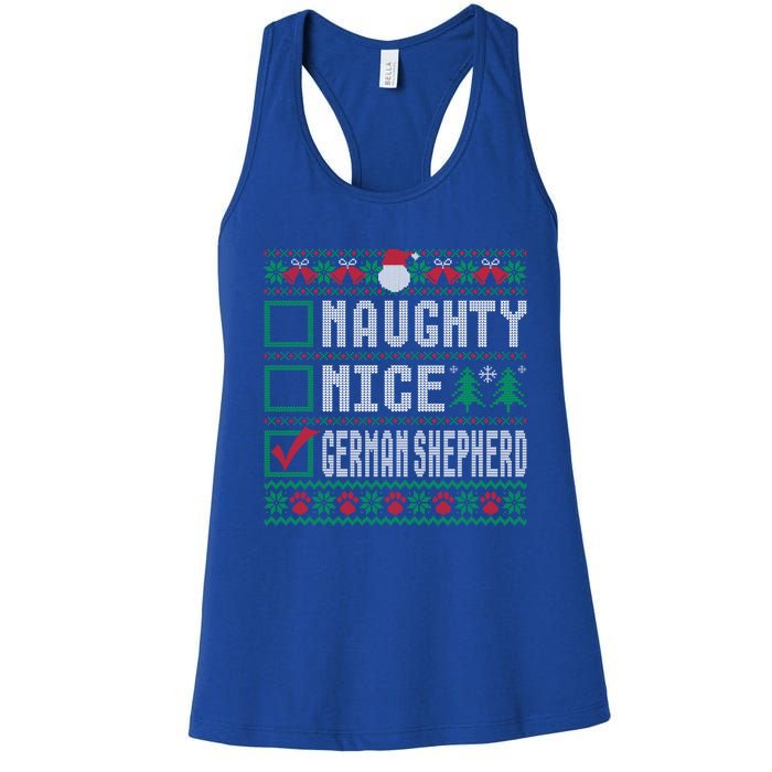 Naughty Nice Ger Shepherd Christmas List Dogs Xmas Gift Women's Racerback Tank