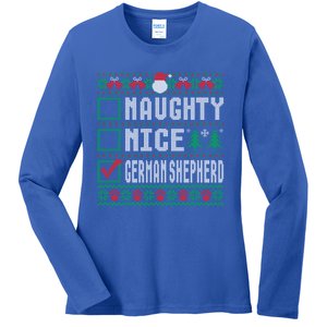 Naughty Nice Ger Shepherd Christmas List Dogs Xmas Gift Ladies Long Sleeve Shirt