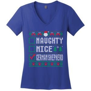 Naughty Nice Ger Shepherd Christmas List Dogs Xmas Gift Women's V-Neck T-Shirt