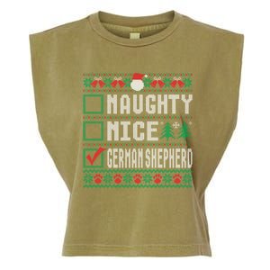 Naughty Nice Ger Shepherd Christmas List Dogs Xmas Gift Garment-Dyed Women's Muscle Tee