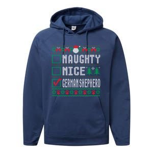 Naughty Nice Ger Shepherd Christmas List Dogs Xmas Gift Performance Fleece Hoodie