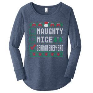 Naughty Nice Ger Shepherd Christmas List Dogs Xmas Gift Women's Perfect Tri Tunic Long Sleeve Shirt