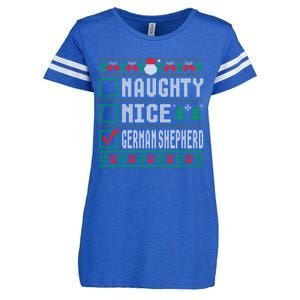 Naughty Nice Ger Shepherd Christmas List Dogs Xmas Gift Enza Ladies Jersey Football T-Shirt