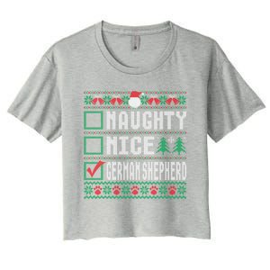 Naughty Nice Ger Shepherd Christmas List Dogs Xmas Gift Women's Crop Top Tee