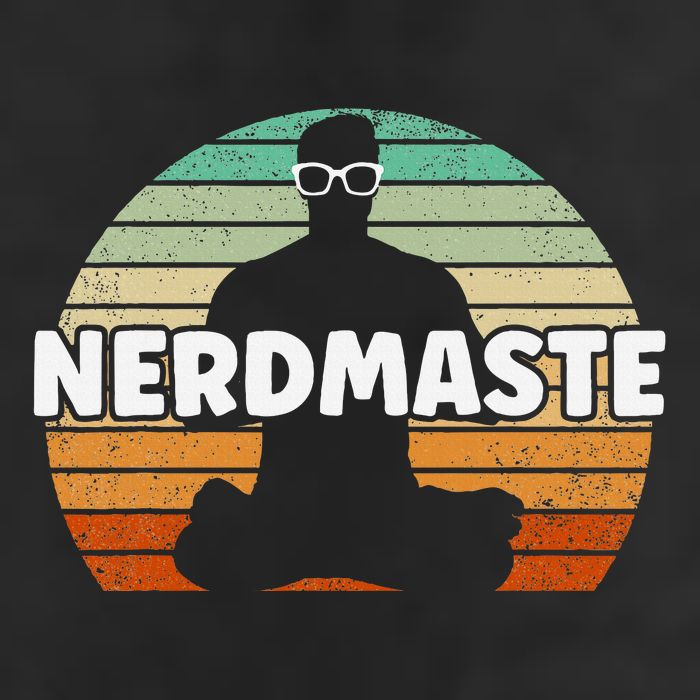 Nerdmaste Nerd Geek Yoga Gamer Fun Cute Hipster Retro Sunset 7 Panel Mesh Trucker Snapback Hat