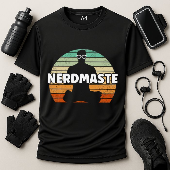 Nerdmaste Nerd Geek Yoga Gamer Fun Cute Hipster Retro Sunset Cooling Performance Crew T-Shirt