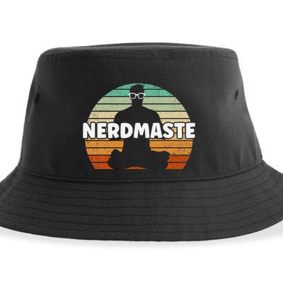 Nerdmaste Nerd Geek Yoga Gamer Fun Cute Hipster Retro Sunset Sustainable Bucket Hat