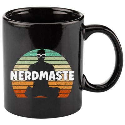 Nerdmaste Nerd Geek Yoga Gamer Fun Cute Hipster Retro Sunset 11oz C Handle Ceramic Mug