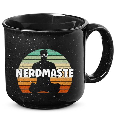 Nerdmaste Nerd Geek Yoga Gamer Fun Cute Hipster Retro Sunset 15oz Campfire Ceramic Mug