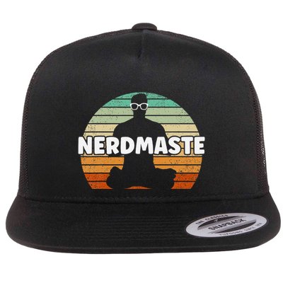 Nerdmaste Nerd Geek Yoga Gamer Fun Cute Hipster Retro Sunset Flatbill Hat