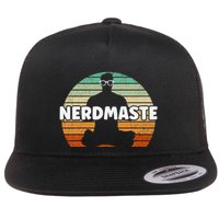 Nerdmaste Nerd Geek Yoga Gamer Fun Cute Hipster Retro Sunset Flat Bill Trucker Hat