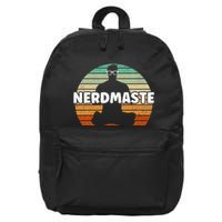 Nerdmaste Nerd Geek Yoga Gamer Fun Cute Hipster Retro Sunset 16 in Basic Backpack
