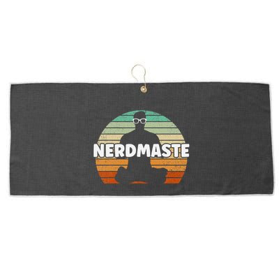 Nerdmaste Nerd Geek Yoga Gamer Fun Cute Hipster Retro Sunset Large Microfiber Waffle Golf Towel