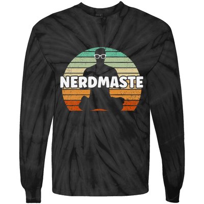 Nerdmaste Nerd Geek Yoga Gamer Fun Cute Hipster Retro Sunset Tie-Dye Long Sleeve Shirt