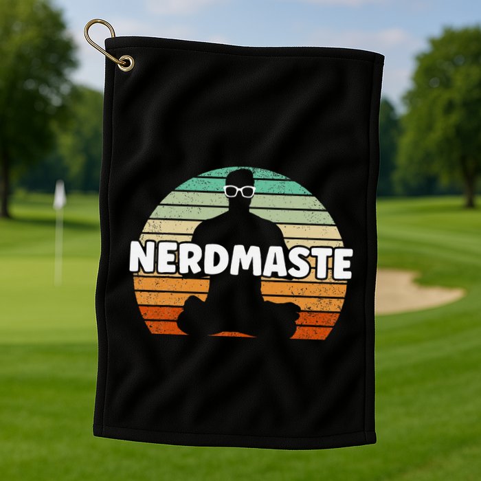 Nerdmaste Nerd Geek Yoga Gamer Fun Cute Hipster Retro Sunset Golf Towel