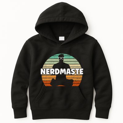 Nerdmaste Nerd Geek Yoga Gamer Fun Cute Hipster Retro Sunset Kids Hoodie