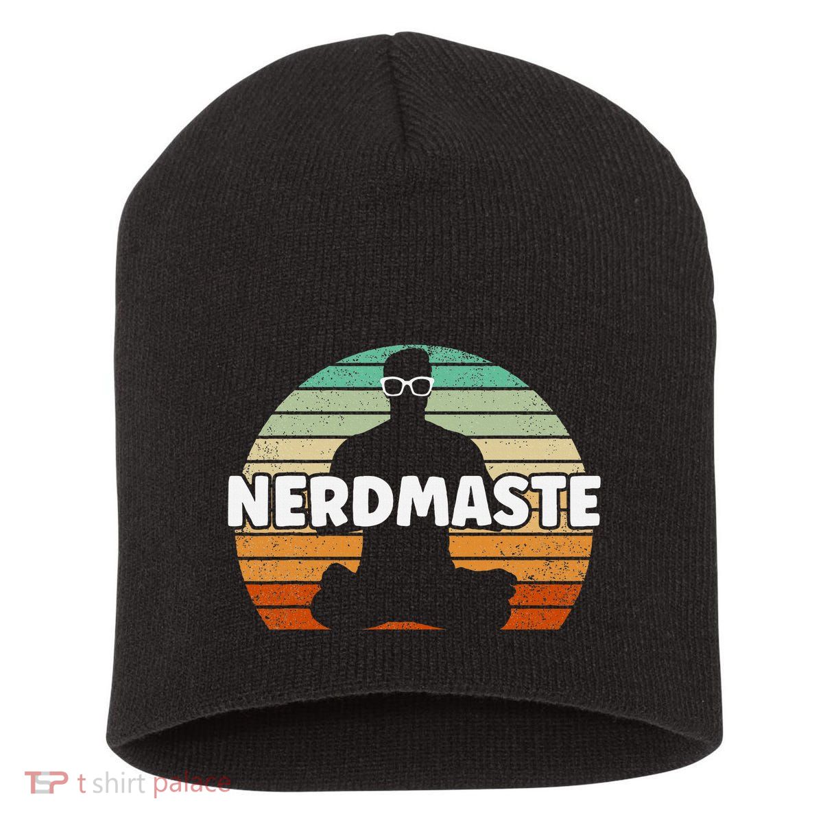 Nerdmaste Nerd Geek Yoga Gamer Fun Cute Hipster Retro Sunset Short Acrylic Beanie
