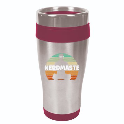 Nerdmaste Nerd Geek Yoga Gamer Fun Cute Hipster Retro Sunset 16oz Travel Tumbler