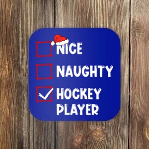 Nice Naughty Hockey Player List Christmas Santa Claus Gift Coaster