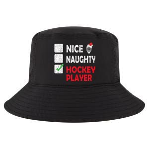 Nice Naughty Hockey Player Humor Christmas List Santa Hat  Cool Comfort Performance Bucket Hat