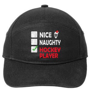 Nice Naughty Hockey Player Humor Christmas List Santa Hat  7-Panel Snapback Hat