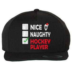 Nice Naughty Hockey Player Humor Christmas List Santa Hat  Wool Snapback Cap