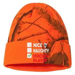 Nice Naughty Hockey Player Humor Christmas List Santa Hat  Kati Licensed 12" Camo Beanie