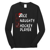 Nice Naughty Hockey Player Christmas Santa Claus Long Sleeve Shirt