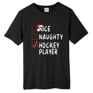 Nice Naughty Hockey Player Christmas Santa Claus Tall Fusion ChromaSoft Performance T-Shirt