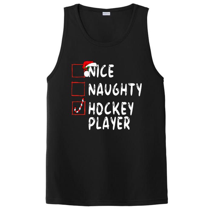 Nice Naughty Hockey Player Christmas Santa Claus PosiCharge Competitor Tank