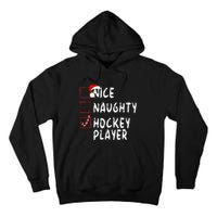 Nice Naughty Hockey Player Christmas Santa Claus Tall Hoodie