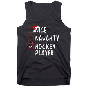 Nice Naughty Hockey Player Christmas Santa Claus Tank Top