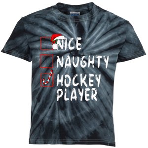 Nice Naughty Hockey Player Christmas Santa Claus Kids Tie-Dye T-Shirt