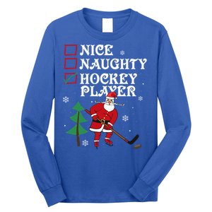 Nice Naughty Hockey Player List Christmas Santa Gift Long Sleeve Shirt