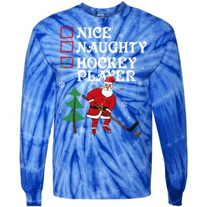 Nice Naughty Hockey Player List Christmas Santa Gift Tie-Dye Long Sleeve Shirt