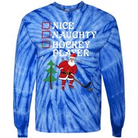 Nice Naughty Hockey Player List Christmas Santa Gift Tie-Dye Long Sleeve Shirt