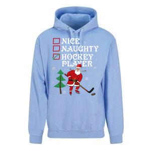 Nice Naughty Hockey Player List Christmas Santa Gift Unisex Surf Hoodie